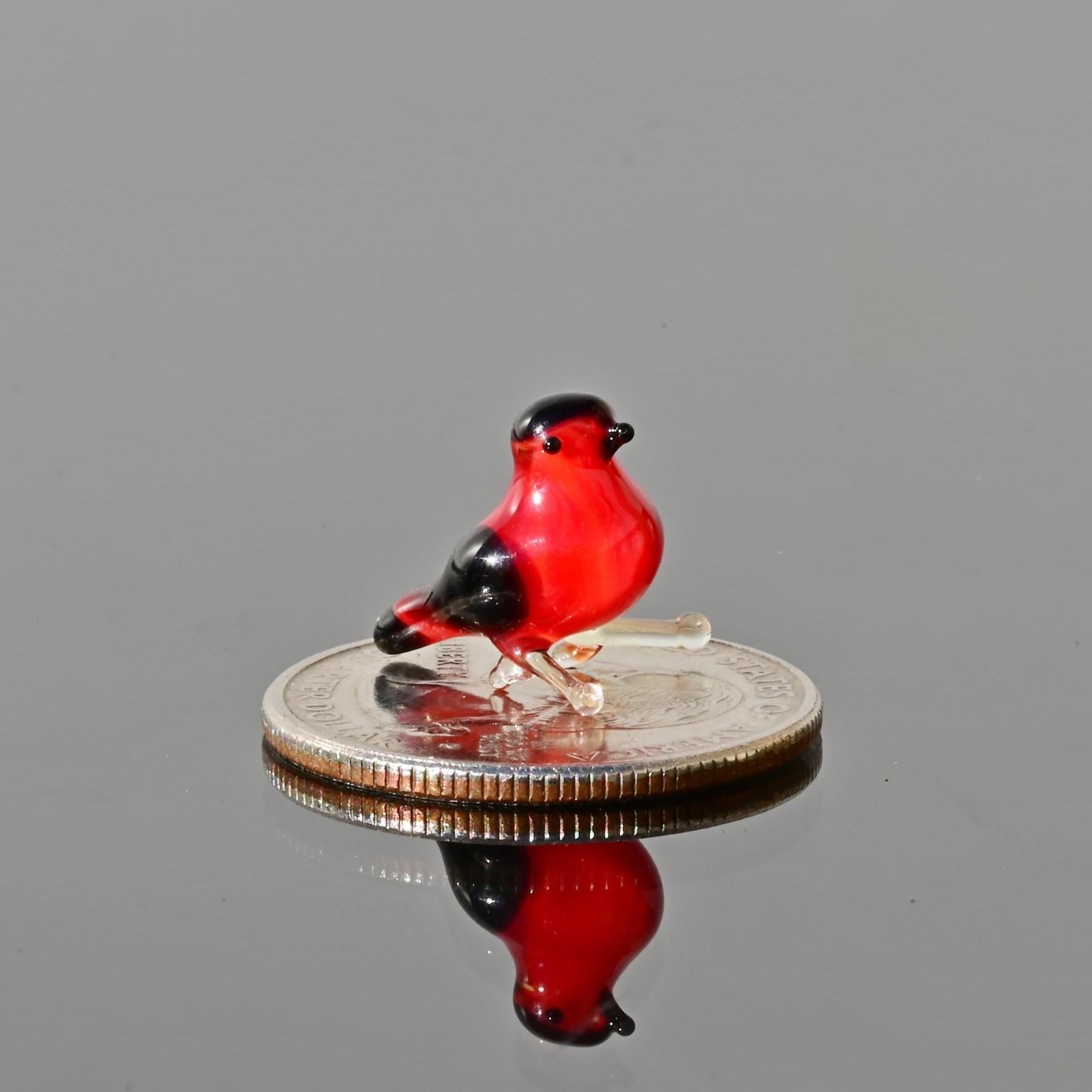 Tiny Glass Animals, Cardinal Gifts, Mini Glass Animals, Glass Bird Figurine, Red Bird, Handmade Glass Cardinal, Glass Bird, Bird Lover Gifts