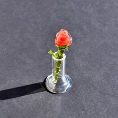 Hand Blown Glass Rose in Vase - Mini Glass Flower - Romantic Mothers Day Gifts for Her