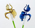 Glass Iris Flowers, Lampwork Glass Flowers Bouquet - Long Stem Glass Flowers - Glass Birth Month Flower - Birthday Gift for Her