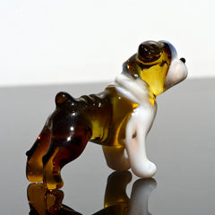 Glass English Bulldog, Dog Memorial Gift, English Bulldog Gifts, White & Amber Glass Dog, Blown Glass Animals, Bulldog Decor, Dog Figurine
