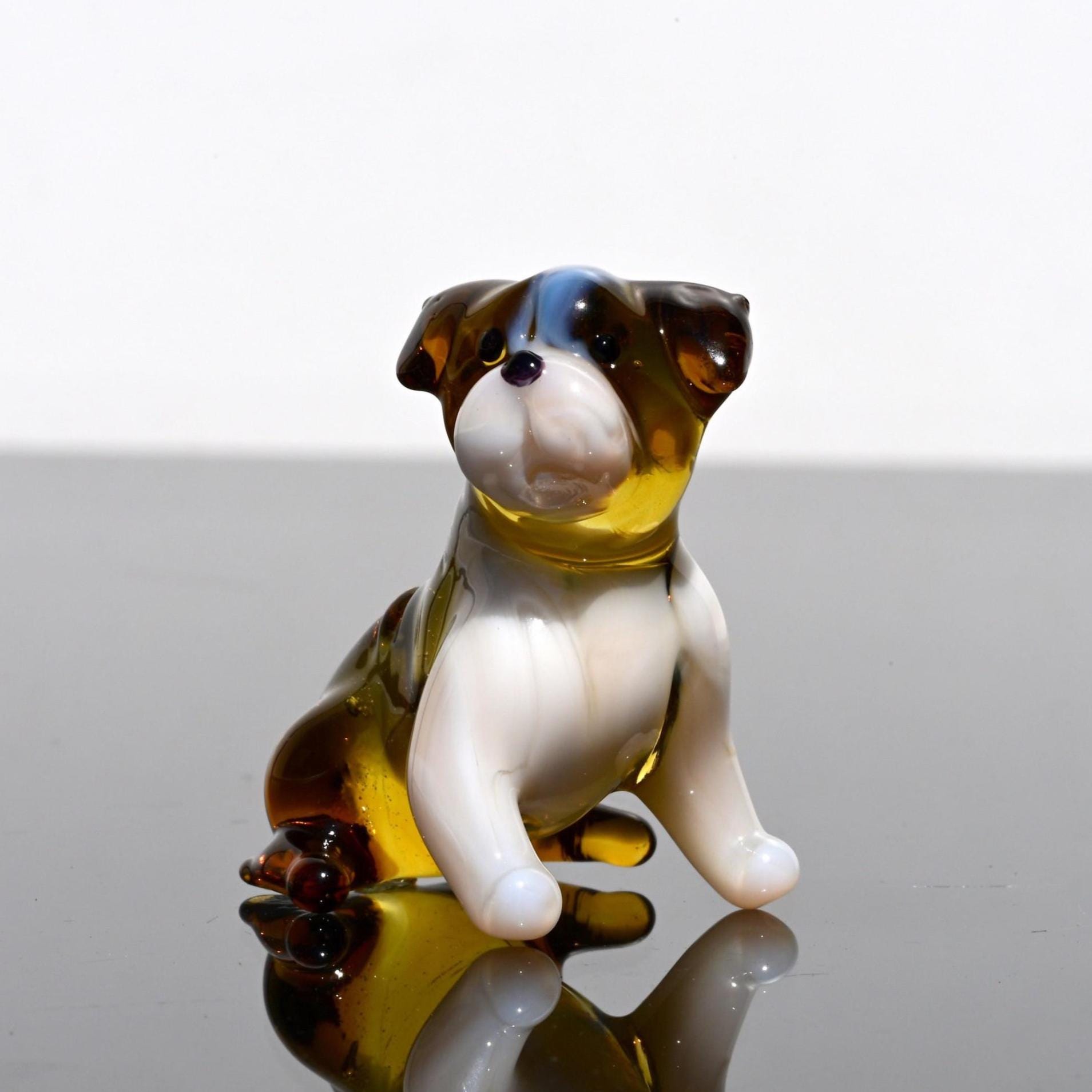 Glass English Bulldog, Dog Memorial Gift, English Bulldog Gifts, Sitting Glass Dog Figurine, Blown Glass Animals, Bulldog Decor