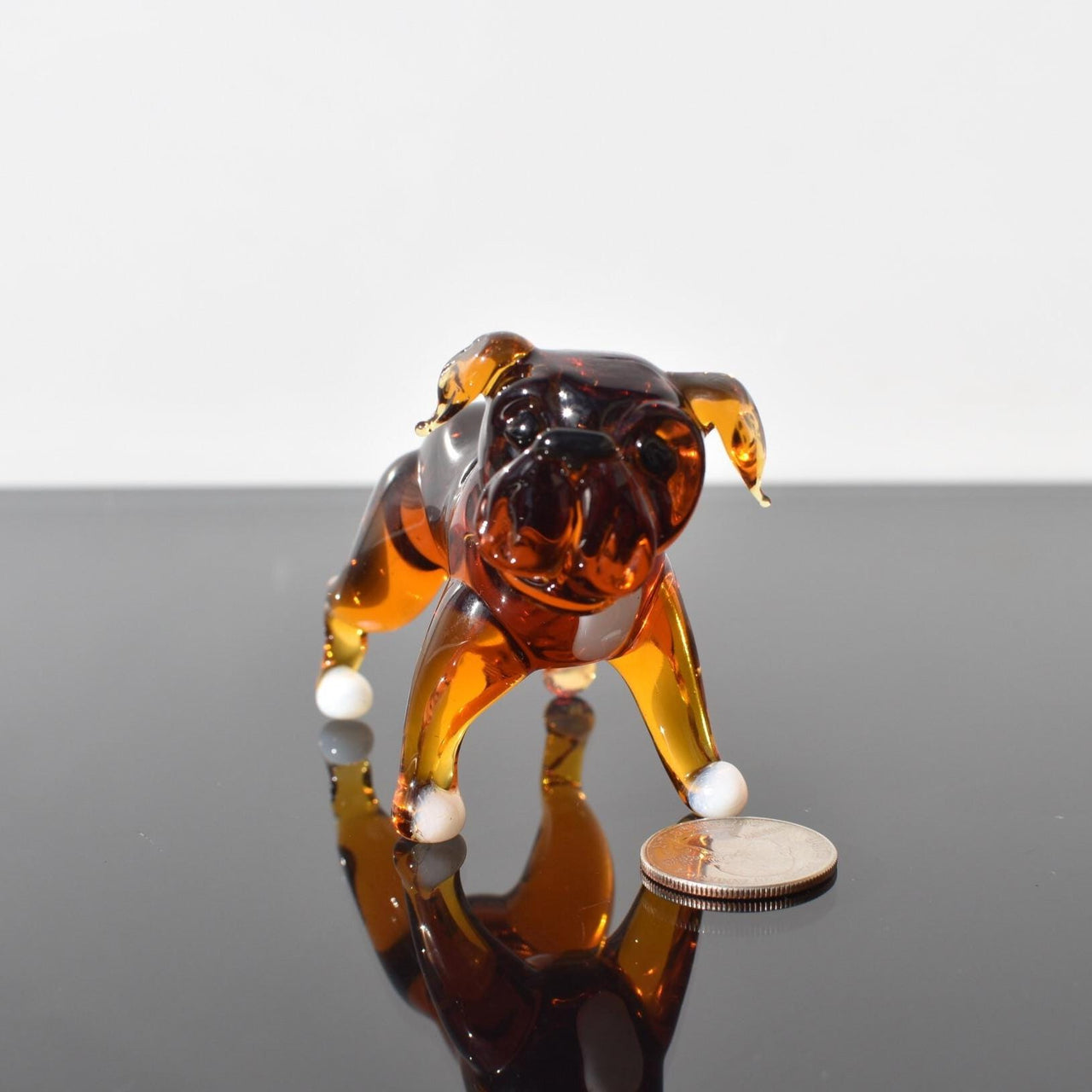 English Bulldog Figurine, Dog Memorial Gift, English Bulldog Gifts, Red & White Glass Dog, Blown Glass Animals, Bulldog Art Decor
