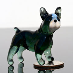 Green Glass French Bulldog, Frenchie Gifts, French Bulldog Art, Blown Glass Animals, Dog Figurine, Cute Glass Dog, Frenchie Mom Decor