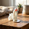 Maltese Dog, Dog Figurine, Tiny Glass Animals, Maltese Gifts, Shih Tzu, Miniature Glass Animals, White Dog, Puppy with Bow, Glass Dog