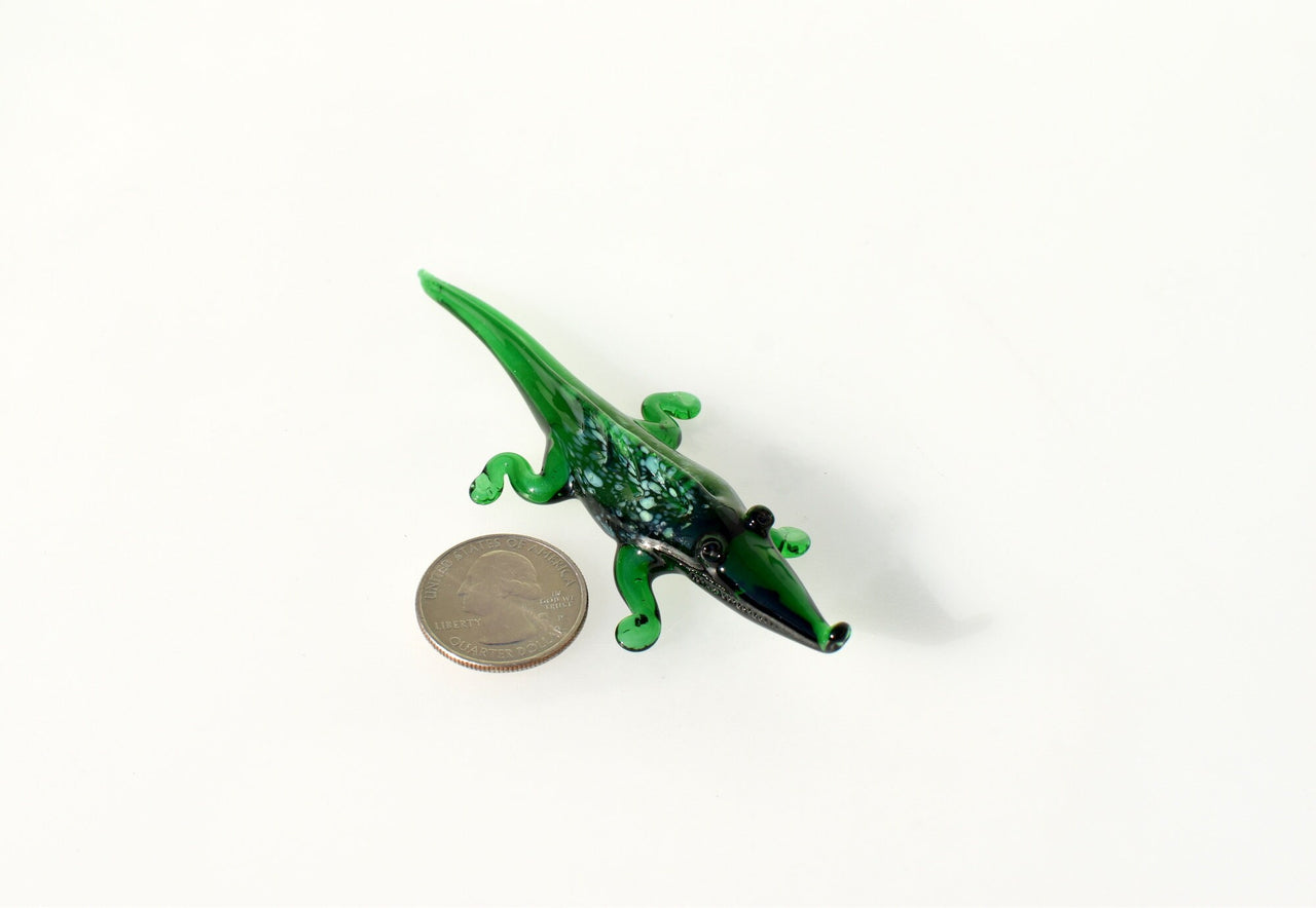 Alligator, Crocodile, Glass Sculpture, Alligator Art, Alligator Decor, Glass Animals, Green Glass Alligator, Blown Glass, Art Figure