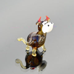 Hand Blown Glass Cow Figurine – Tiny Whimsical Sculpture, Mini Farm Animal Decor Gift