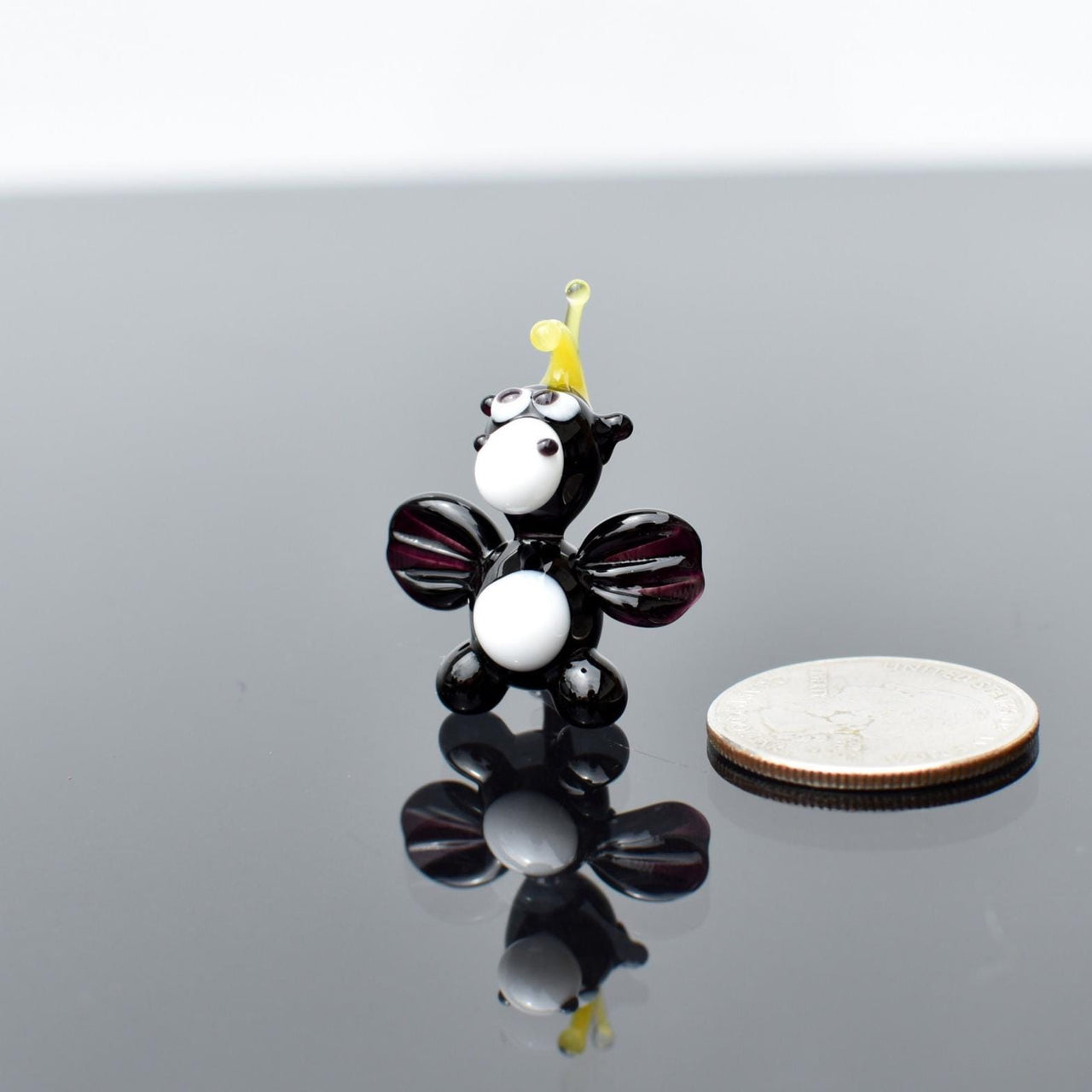 Dragon Miniature, Dragon Gifts, Fantasy Miniatures, Tiny Glass Animals, Black Glass Dragon, Mini Glass Animals, Dragon Statue, Decor, Art