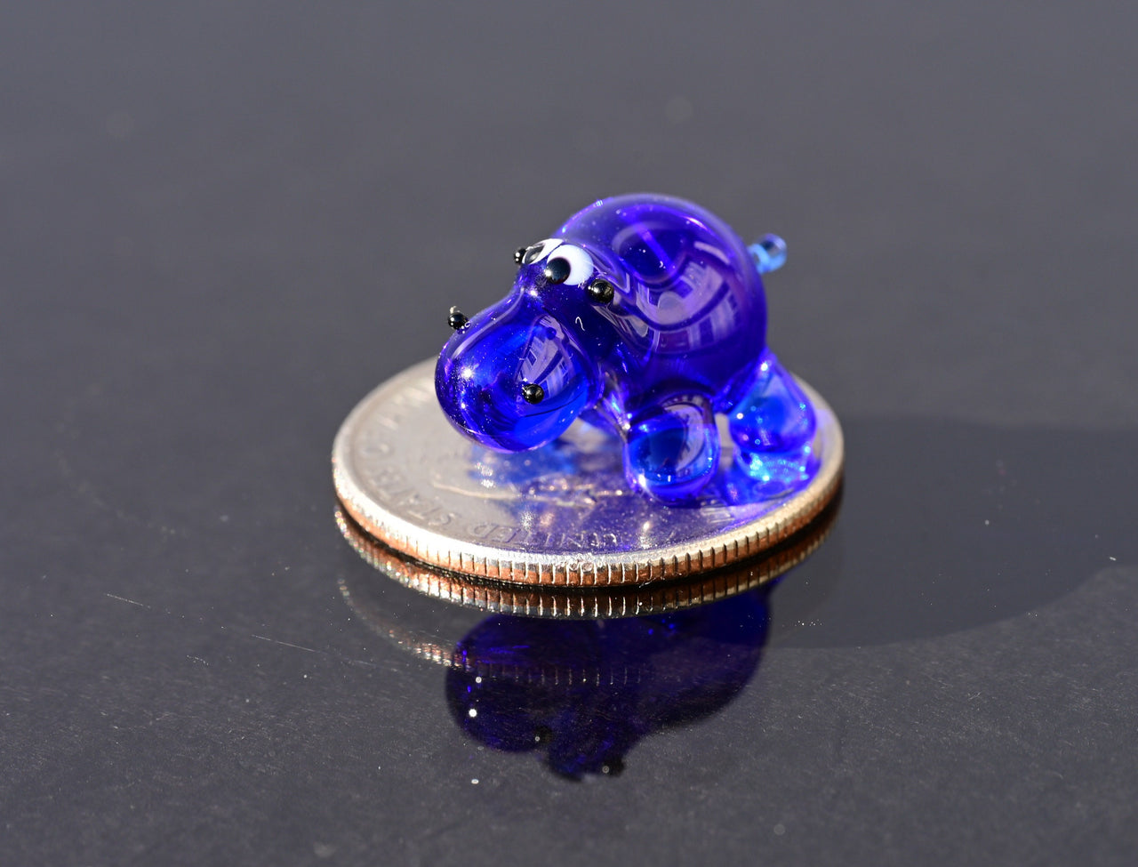Hippo Tiny Glass Animals, Miniature Glass Animals, House Hippo Gifts, Glass Animal Figurines, Safari Animals, Violet Glass