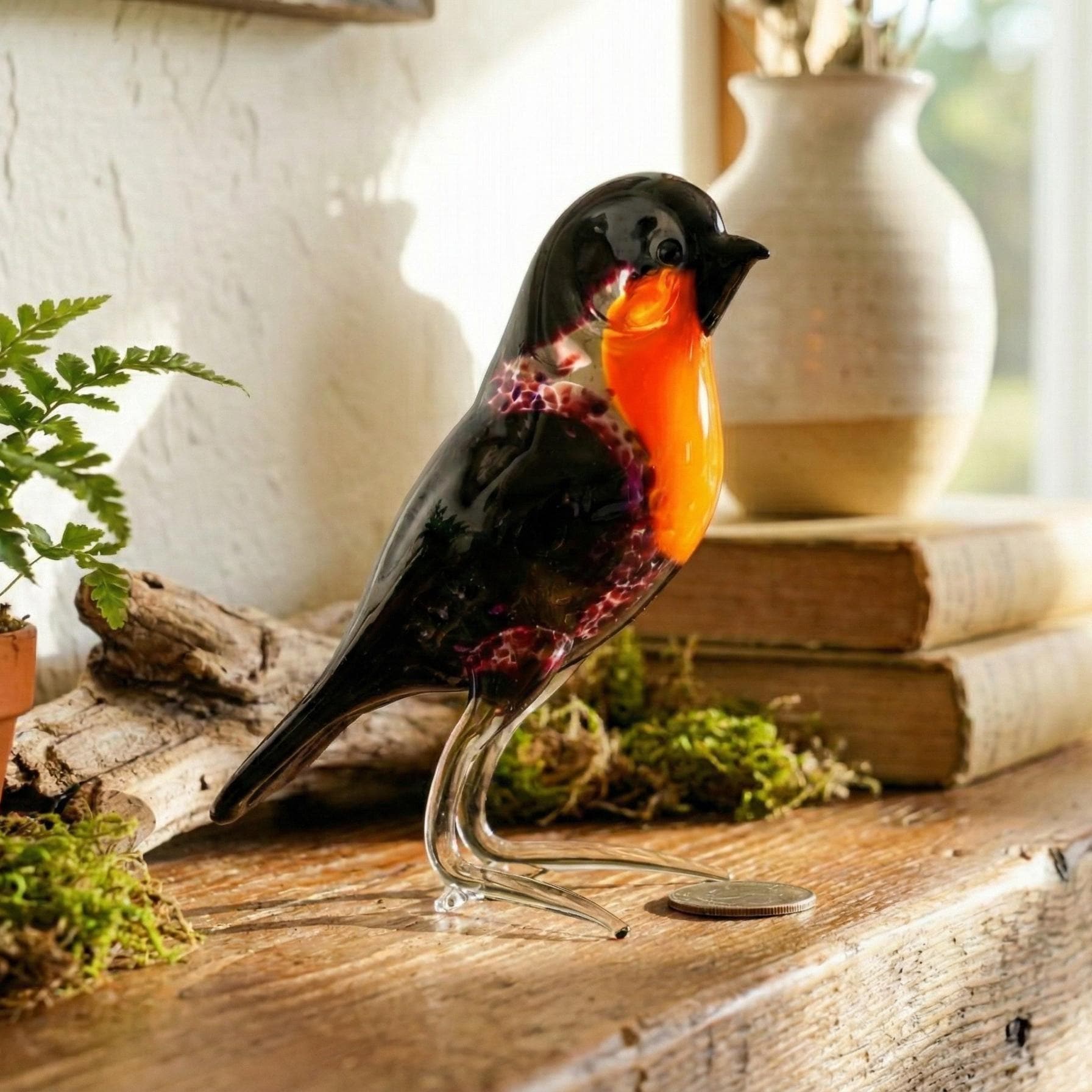 Robin Gifts, Handmade Glass Bird Figurine, Bird Sculpture, Bird Decor, Bird Lover Gifts, Glass Robin, Bird Art, Glass Bird, Blown Glass Bird