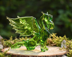 Dragon Statue, Glass Sculpture, Green Glass Dragon, Fantasy Decor, Dragon Gifts, Dragon Decor, Fantasy Art, Blown Glass Animals, Statue