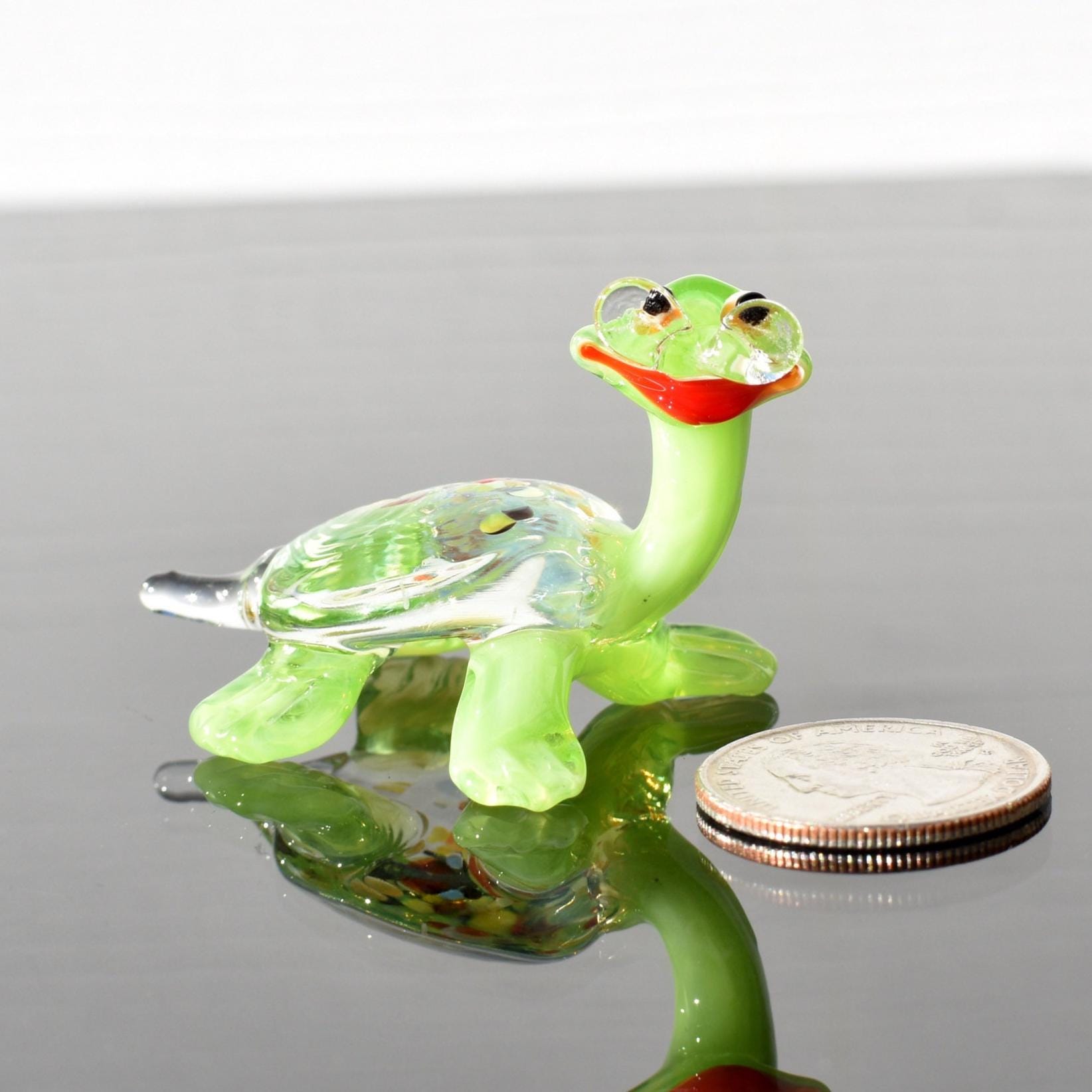 Sea Turtle Gifts, Teacher Gifts, Turtle with Glasses, Blown Glass Animals, Coastal Decor, Glass Sea Turtle, Nerdy Turtle, Green Turtle Art