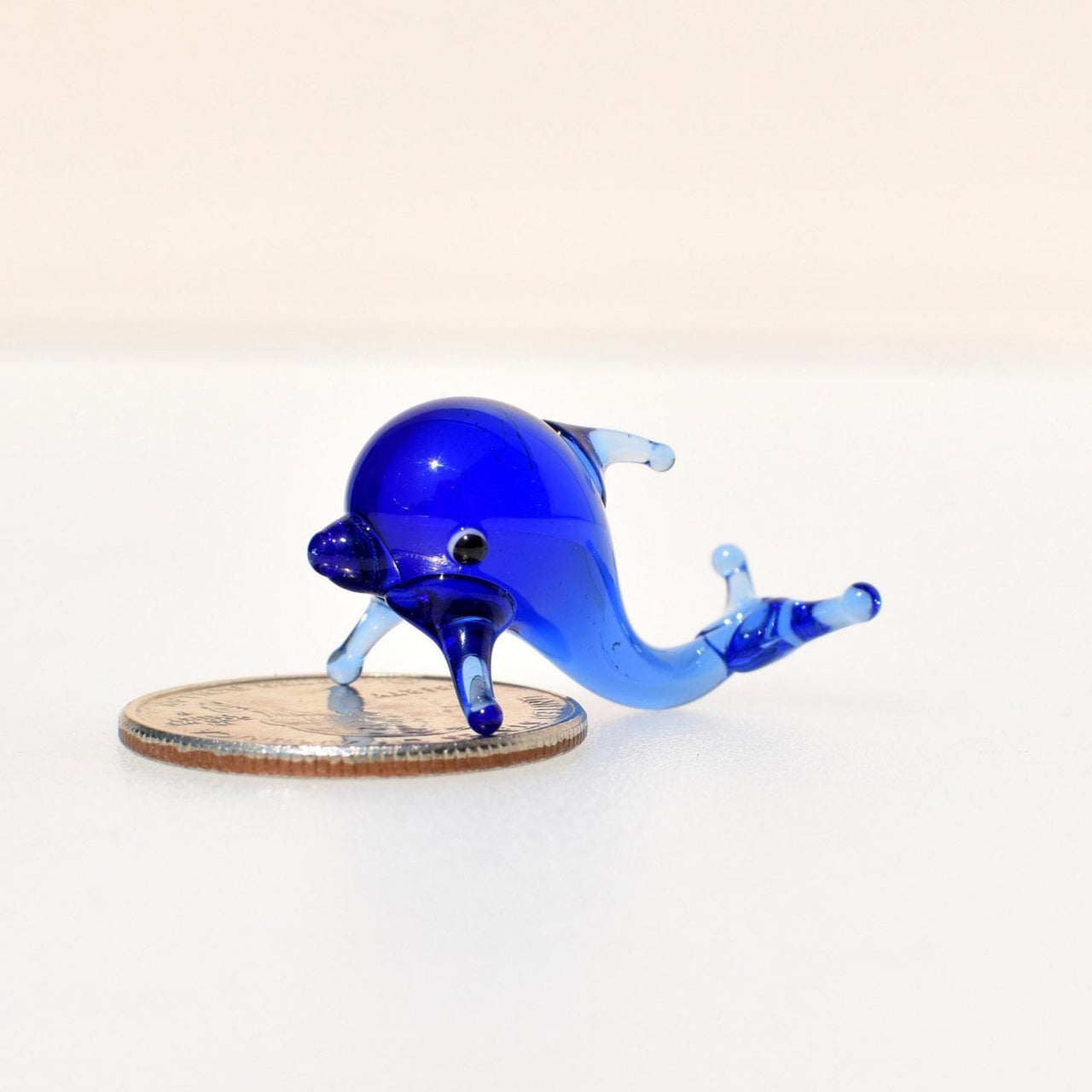 Glass Dolphin, Tiny Glass Animals, Miniature Glass Animals, Mini Glass Animals, Coastal Decor, Dolphin Gift, Lampwork, Blue Ocean Decor
