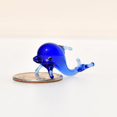 Glass Dolphin, Tiny Glass Animals, Miniature Glass Animals, Mini Glass Animals, Coastal Decor, Dolphin Gift, Lampwork, Blue Ocean Decor