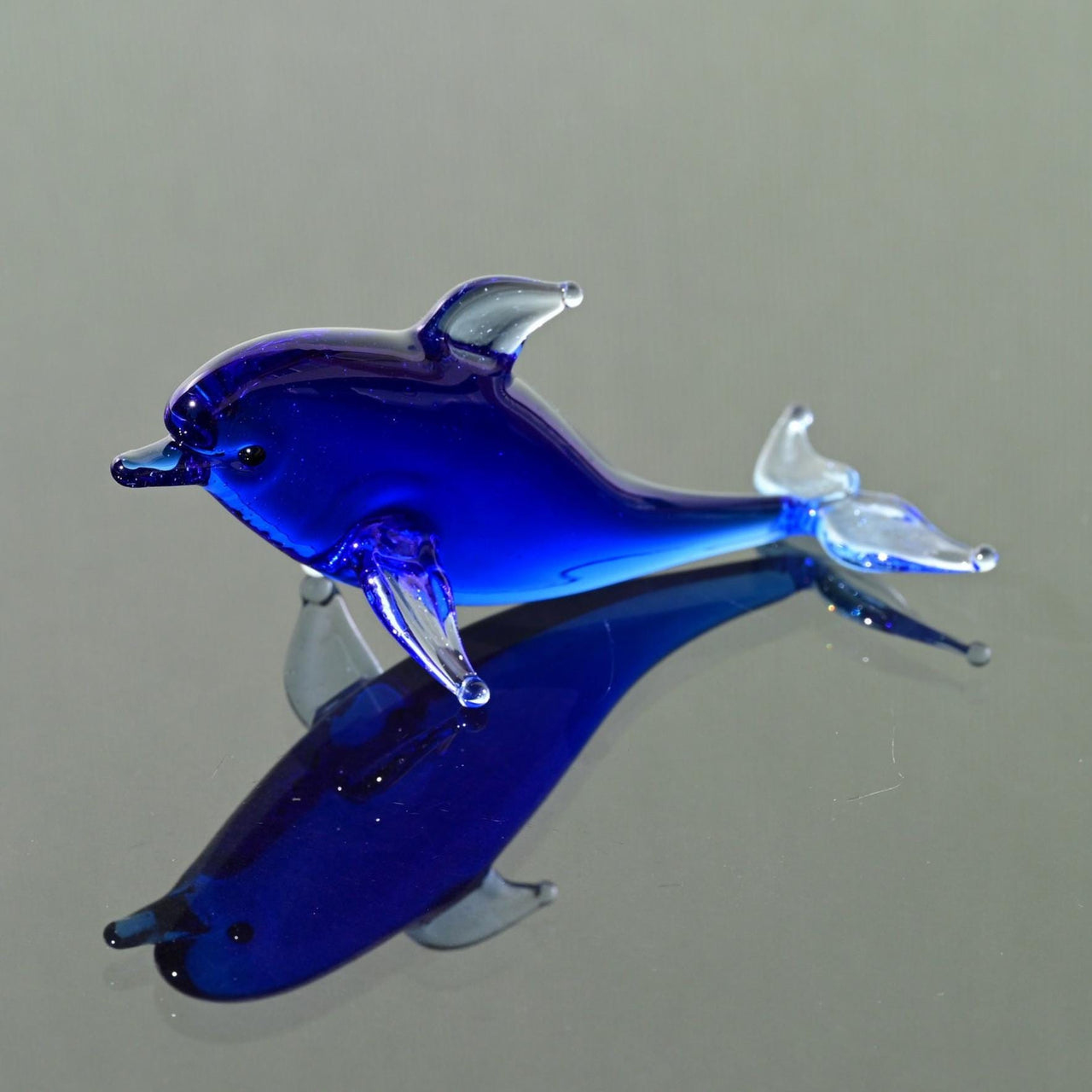 Tiny Glass Animals, Glass Dolphin figurine, Mini Glass Animals, Coastal Decor, Cobalt Blue Dolphin Gift, Miniature Glass Animals