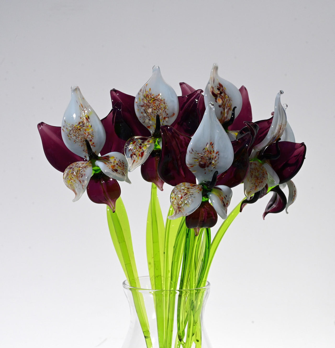 Deep Purple Glass Orchid Flower – Purple Glass Flowers Easter Gift - Handblown Glass Orchid Stem – Gift for Mothers Day & Anniversaries.