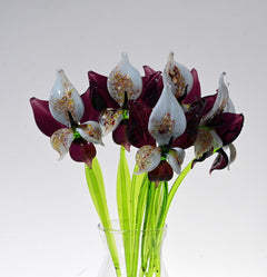 Deep Purple Glass Orchid Flower – Purple Glass Flowers Easter Gift - Handblown Glass Orchid Stem – Gift for Mothers Day & Anniversaries.