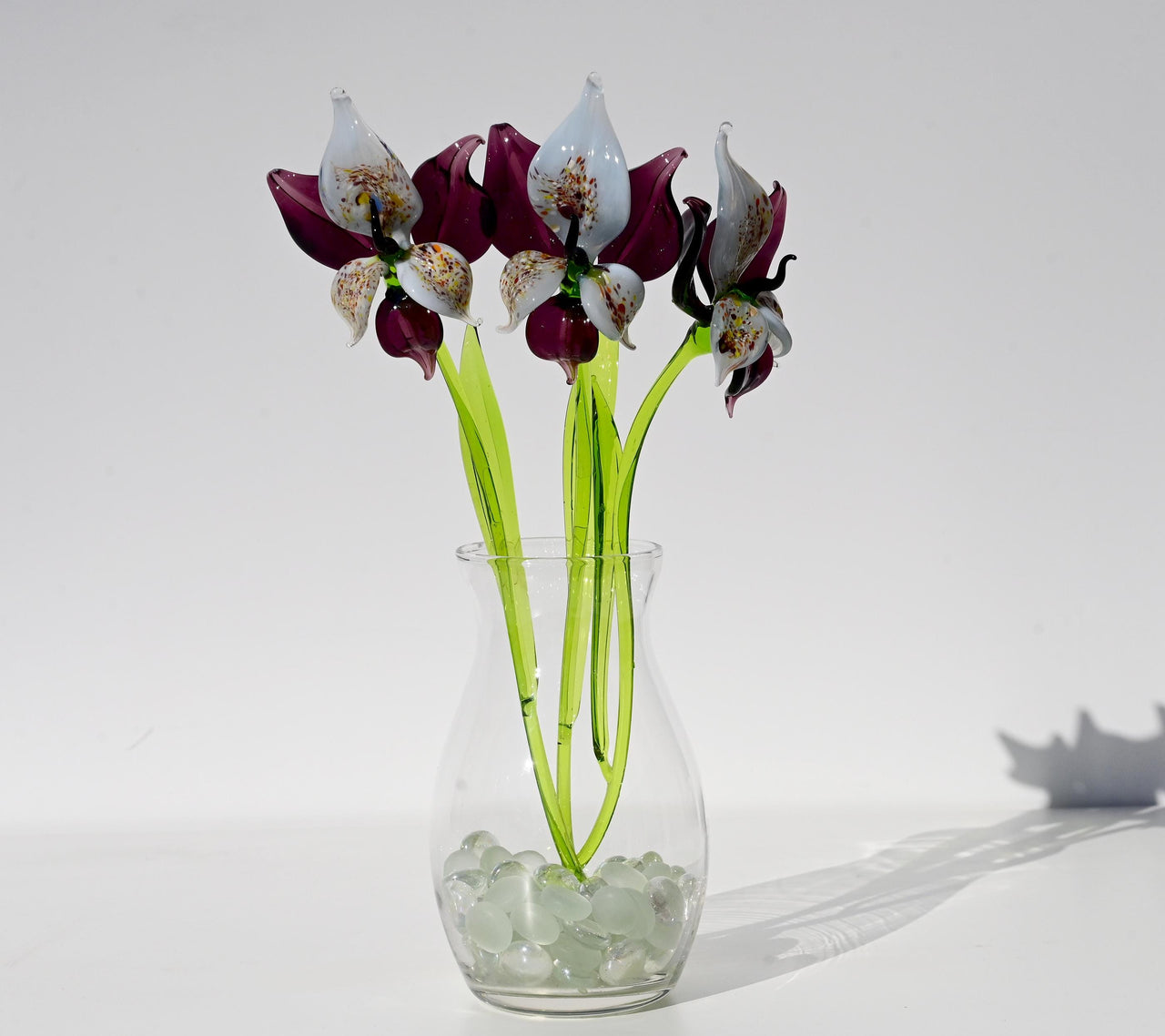 Deep Purple Glass Orchid Flower – Purple Glass Flowers Easter Gift - Handblown Glass Orchid Stem – Gift for Mothers Day & Anniversaries.