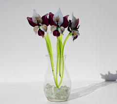 Deep Purple Glass Orchid Flower – Purple Glass Flowers Easter Gift - Handblown Glass Orchid Stem – Gift for Mothers Day & Anniversaries.
