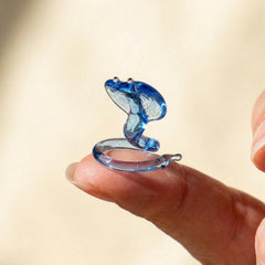 Glass Snake Charm Decor, Tiny Glass Animals, Blue Glass Cobra, Year of the Snake, Miniature Glass Animals, Snake Charm, Snake Art