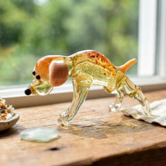 Hunting Dog Figurine, Glass Dog Statue, Pointer Dog figurine, Glass Animals, Dog Memorial Gift