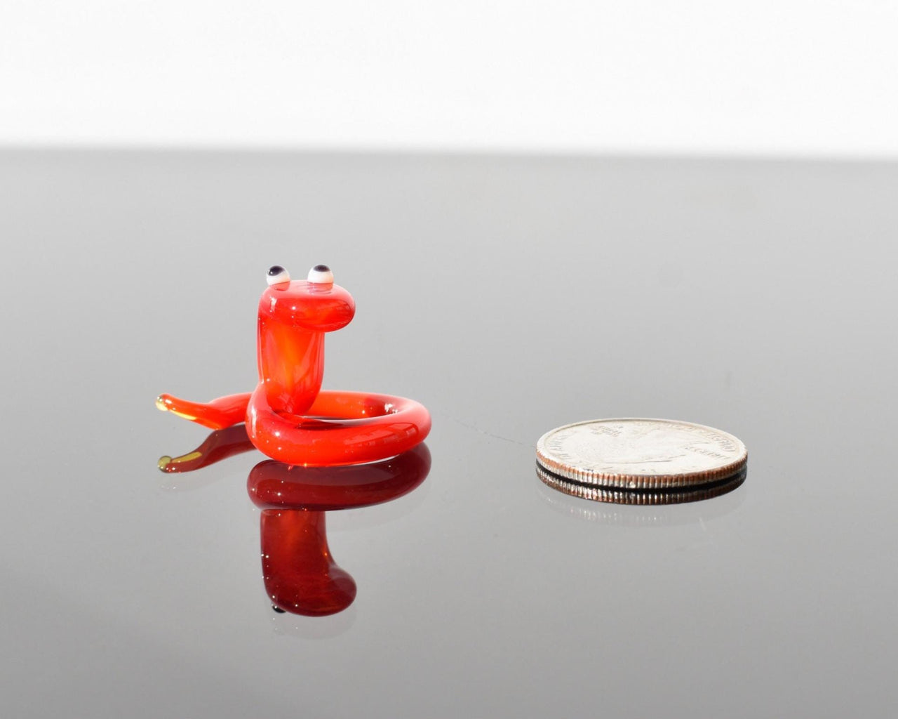 Glass Snake Charm Figurine, Tiny Glass Animals, Red Snake, Year of the Snake, Snake Charm, Miniature Glass Animals, Good Luck Snake Art