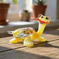 Turtle with Glasses, Librarian Gifts, Sea Turtle Gifts, Yellow Glass Turtle Figurine, Coastal Decor, Cute Glass Animals, Yellow Turtle