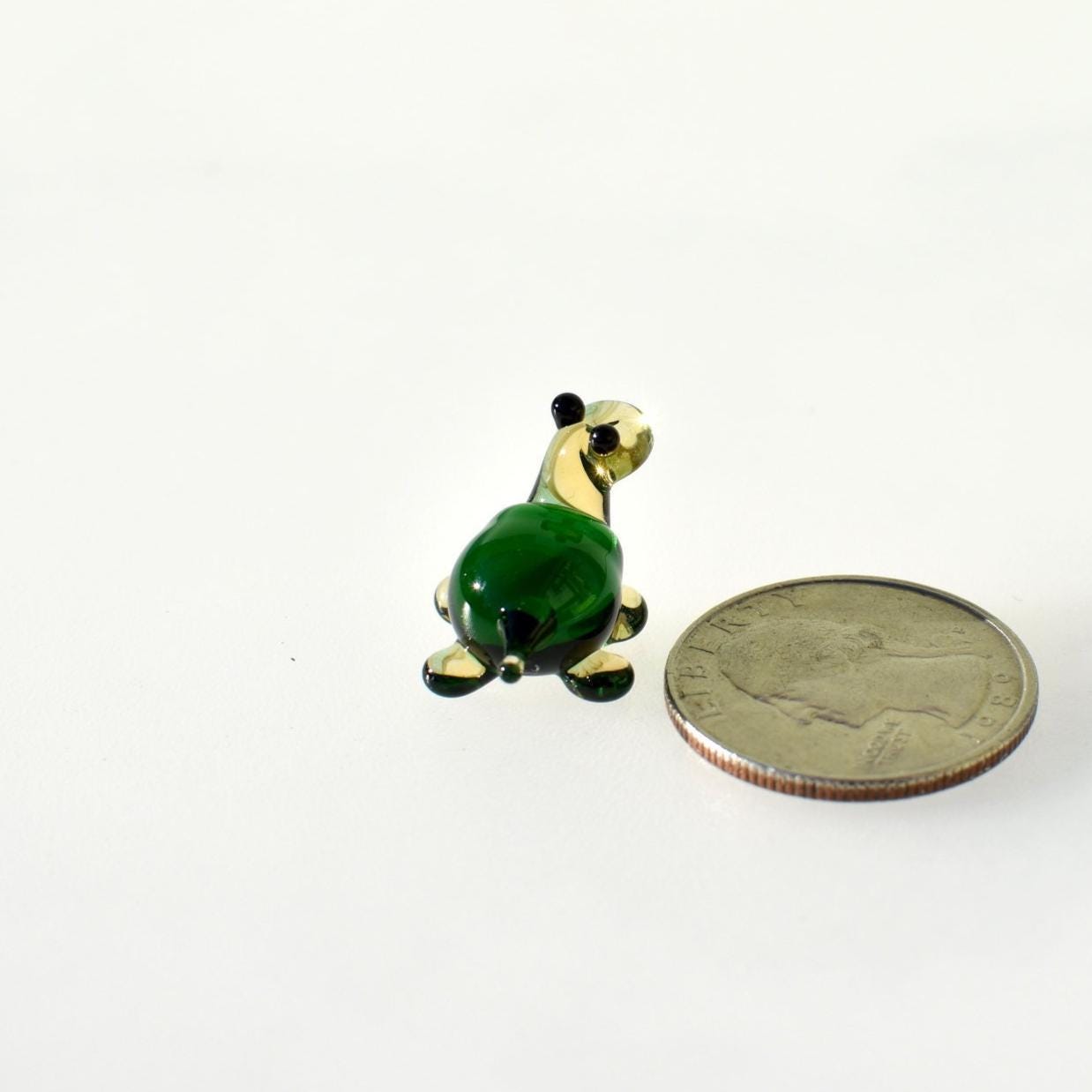 Glass Turtle Figurine - Tiny Glass Turtle Gift - Blown Miniature Glass Animal - Small Green Glass Turtle Decor