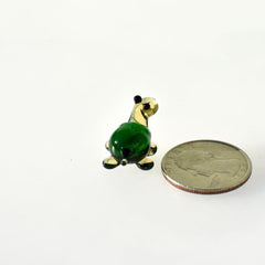 Glass Turtle Figurine - Tiny Glass Turtle Gift - Blown Miniature Glass Animal - Small Green Glass Turtle Decor