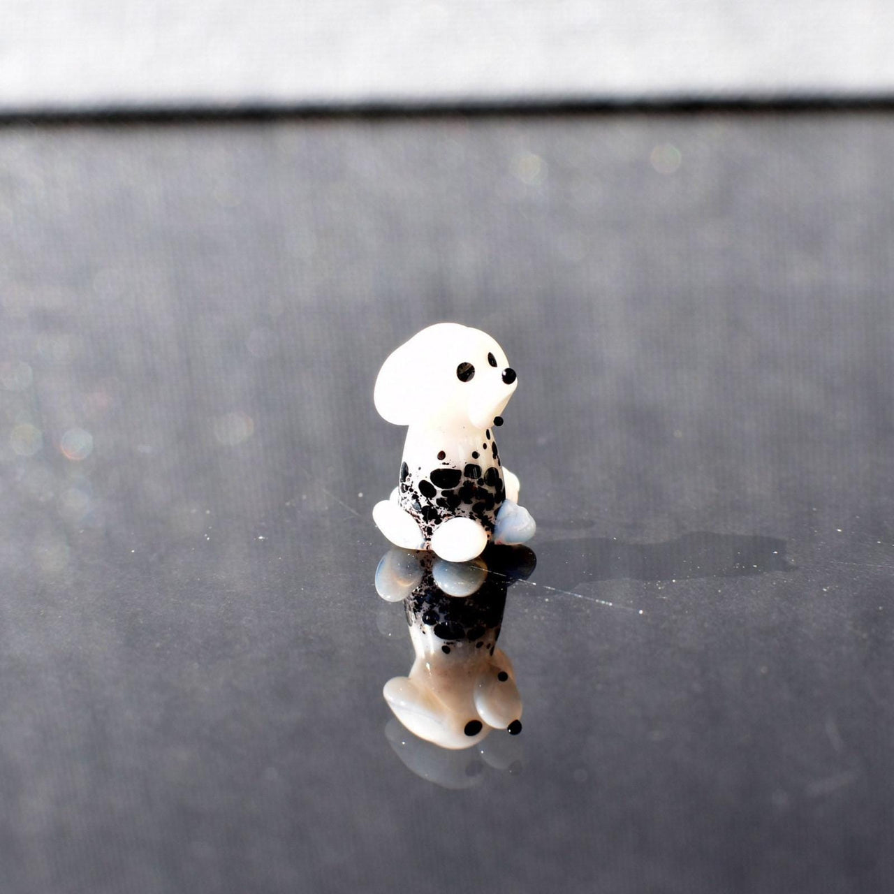 101 Days of School Dalmation Glass Dog Figurine, Tiny Glass Animals, Miniature Glass Animals, Spotted Dog, Glass Dog Art Puppy