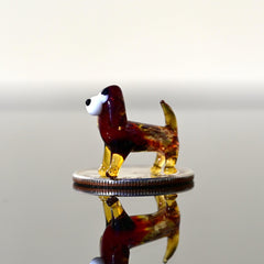 Amber Glass Beagle Gifts, Beagle Art, Tiny Glass Animals, Brown Dog Figurine, Miniature Glass Animals, Glass Dog, Puppy Memorial Gift