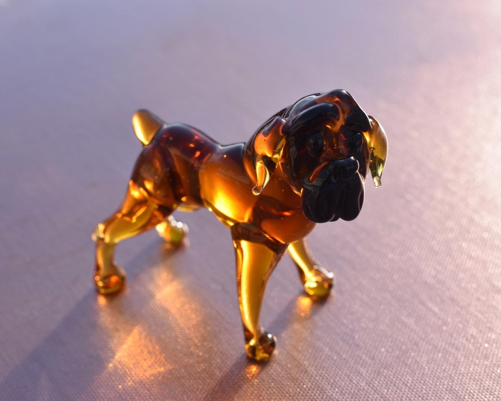 Amber Glass Boxer Dog, Boxer Dog Gifts, Glass Dog Figurine, Boxer Dog Statue, Blown Glass Animals, Fawn Boxer Art, Dog Memorial Gift