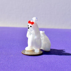 Maltese Dog, Dog Figurine, Tiny Glass Animals, Maltese Gifts, Shih Tzu, Miniature Glass Animals, White Dog, Puppy with Bow, Glass Dog