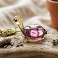 Small Glass Turtle - Purple Turtle Gift - Tiny Glass Animal - Turtle Figurine Decor Gifts for Women - Miniature Glass Animal