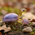 Small Glass Turtles - Purple Turtle Gift - Tiny Glass Animals - Set of 2 Turtle Figurines Decor Gifts for Women - Miniature Glass Animal