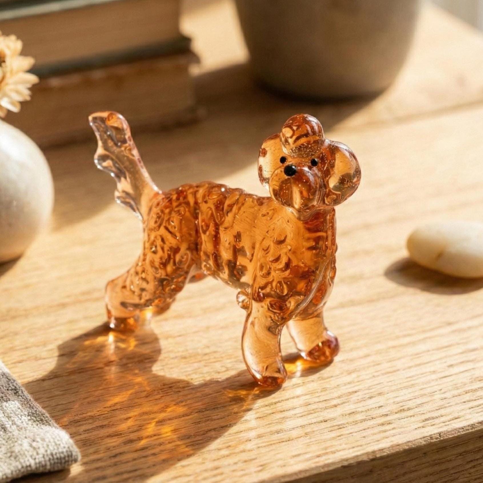 Amber Glass Golden Doodle Figurine, Labradoodle Gifts, Dog Memorial Gift, Doodle Mom, Poodle, Cockapoo Art, Blown Glass Animals, Glass Dog
