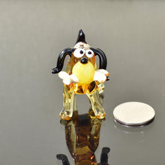 Amber Glass Dog Statue, Beagle Dog Playing Fetch, Dog Figurine, Hound Dog, Dog With Ball, Dog Lover Gift, Amber Glass, Hand Blown Art
