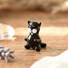 Tiny Glass Animals, Black Cat Gifts, Mini Glass Animals, Black Cat Figurine, Black Cat Art, Black Cat, Glass Cat, Glass Sculpture