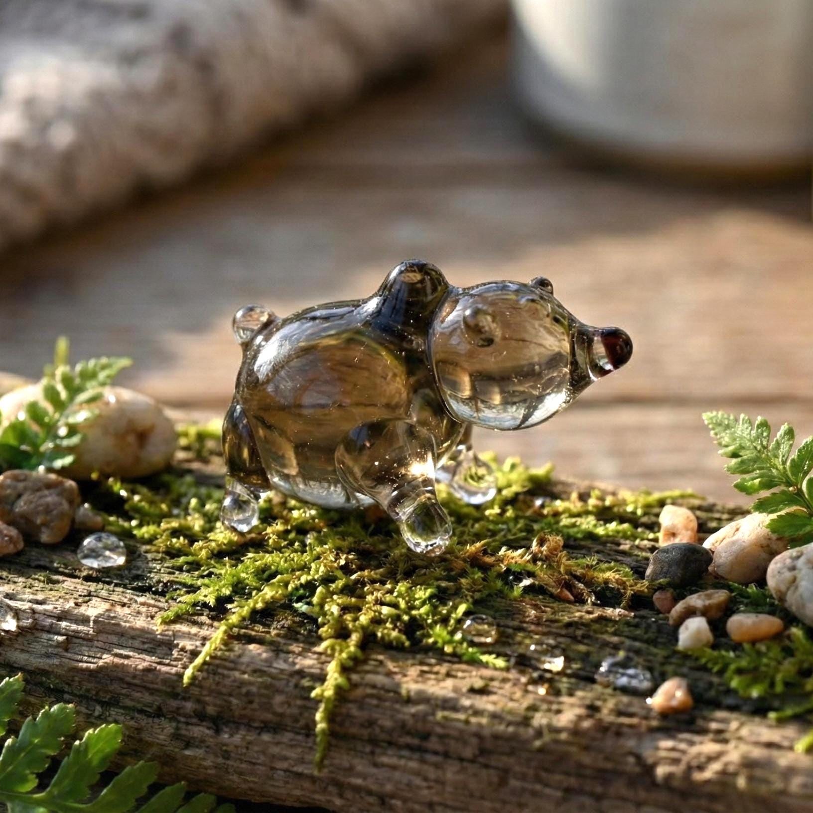 Tiny Glass Animals, Glass Bear, Mini Glass Animals, Woodland Decor, Woodland Animals, Forest Animals, Glass Animals, Glass Bear Figurine