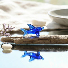 Glass Dolphin Figurine, Tiny Glass Animals, Miniature Glass Animals, Coastal Decor, Dolphin Gift, Mini Glass Animals, Blue Ocean Decor