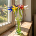 Long Stem Glass Flowers Bouquet, Bird of Paradise Flowers, Birth Month Forever Flowers Gift, Flower Bouquet Gift Glass Art, Mothers Day Gift