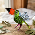 Toucan Gift for Bird Lovers, Glass Toucan Sculpture Figurine, Blown Glass Bird, Blown Glass Animals Tropical Jungle Decor, Mothers Day Gifts