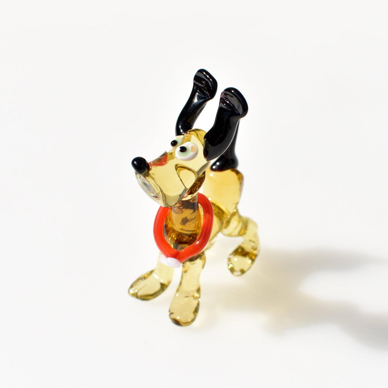 Cute Cartoon Dog Figurine, Whimsical Dog Statue, Glass Animals, Funny Puppy, Glass Dog Memorial Gift, Hound Dog, Amber Glass Art