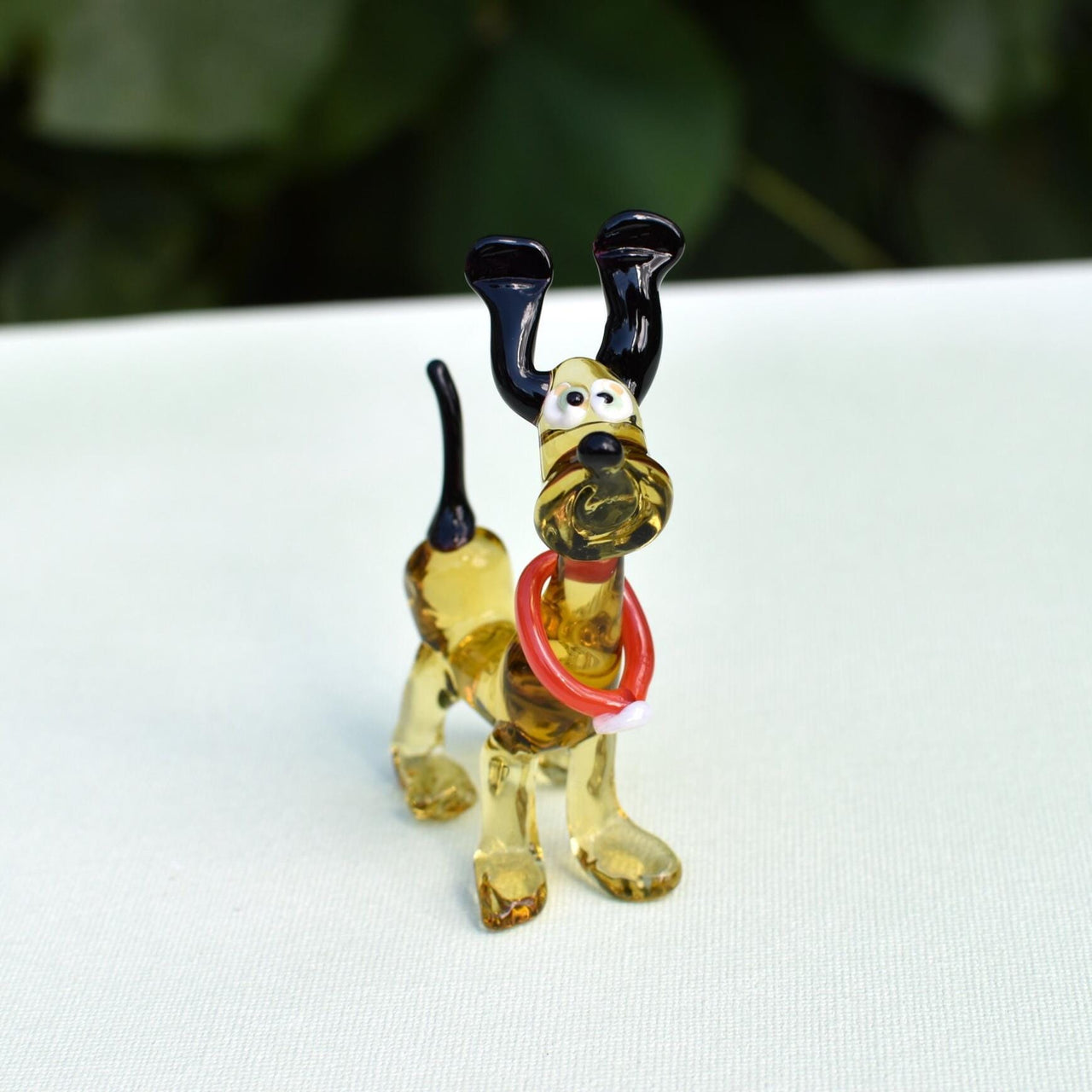 Cute Cartoon Dog Figurine, Whimsical Dog Statue, Glass Animals, Funny Puppy, Glass Dog Memorial Gift, Hound Dog, Amber Glass Art
