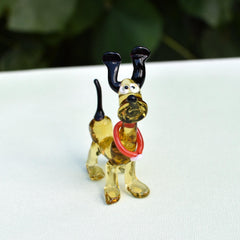 Cute Cartoon Dog Figurine, Whimsical Dog Statue, Glass Animals, Funny Puppy, Glass Dog Memorial Gift, Hound Dog, Amber Glass Art