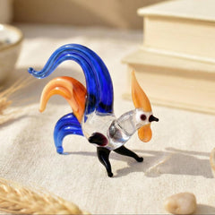 Rooster Decor, Chicken Gifts, Blue Glass Chicken, Glass Rooster, Farmhouse Decor, Farm Decor, Rooster Statue, Glass Figure, Chicken Decor