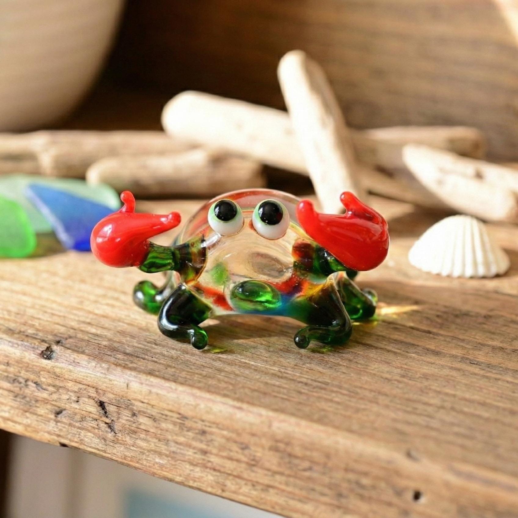 Tiny Glass Animals, Glass Crab, Mini Glass Animals, Beach Art, Summer Decor, Crab Decor, Sea Animals, Hand Blown Glass, Glass Animals, Crabs
