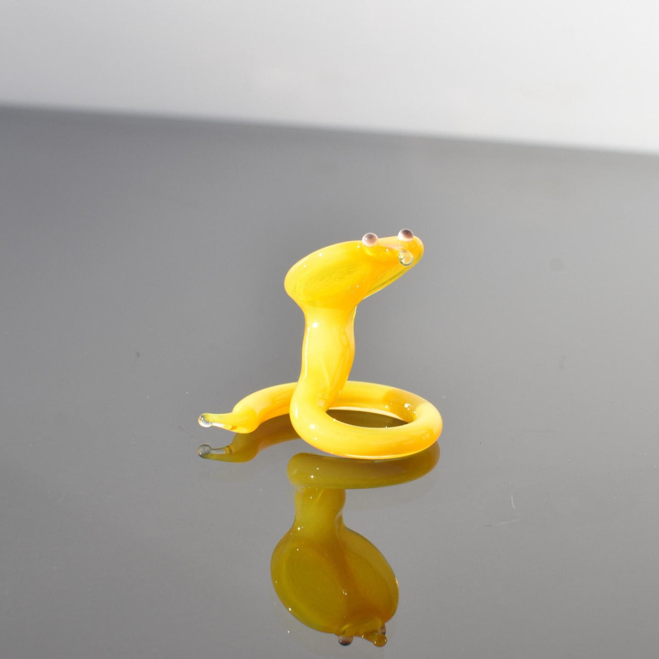 Glass Snake Charm Decor, Tiny Glass Animals, Yellow Cobra, Year of the Snake, Miniature Glass Animals, Snake Art,