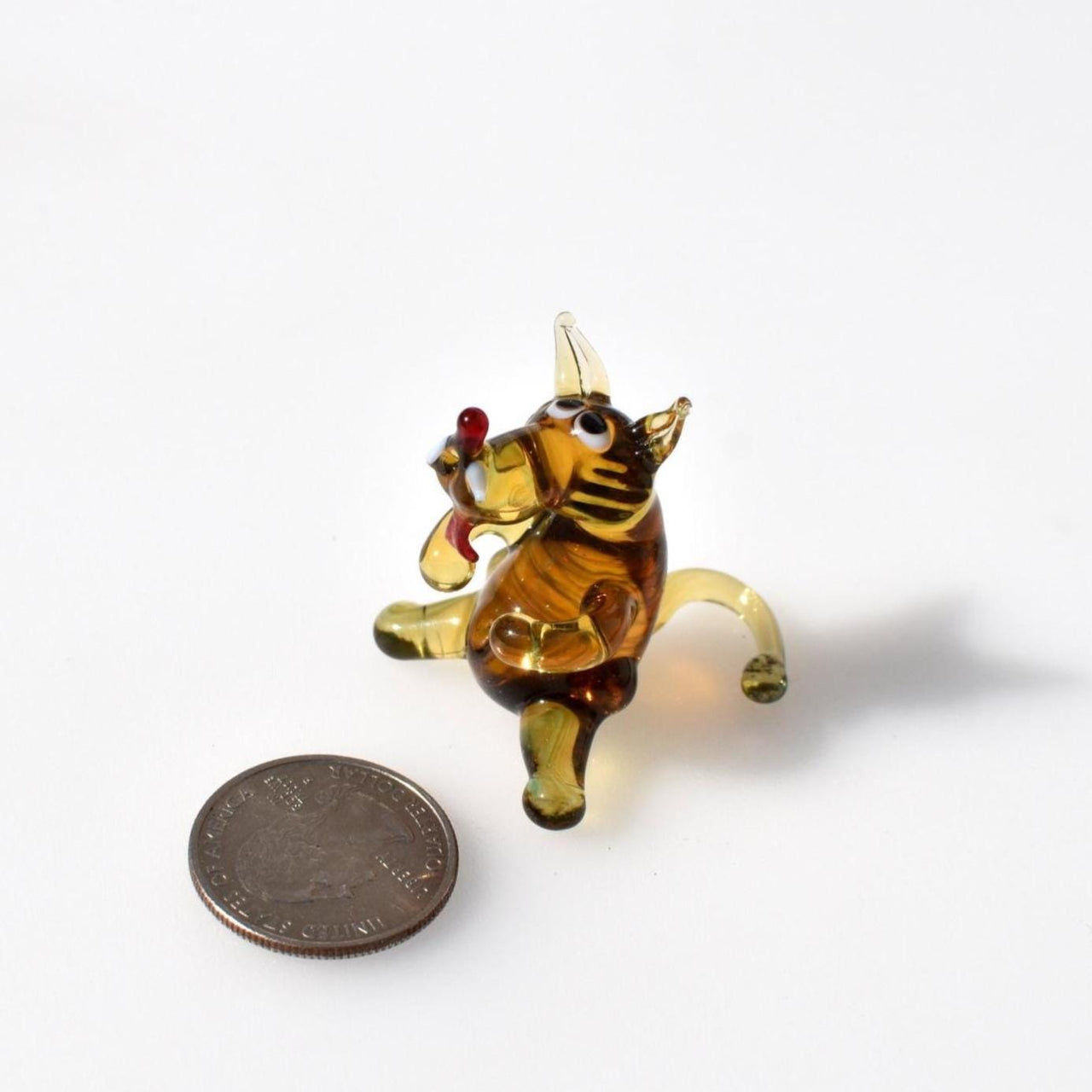 Tiny Glass Wolf Figurine - Miniature Glass Animal - Whimsical Handmade Sculpture
