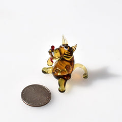 Tiny Glass Wolf Figurine - Miniature Glass Animal - Whimsical Handmade Sculpture