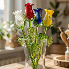 Glass Roses - Glass Flower Bouquet - Handmade Glass Flowers - Blown Glass Flowers - Glass Roses - Mothers Day Gifts for Her